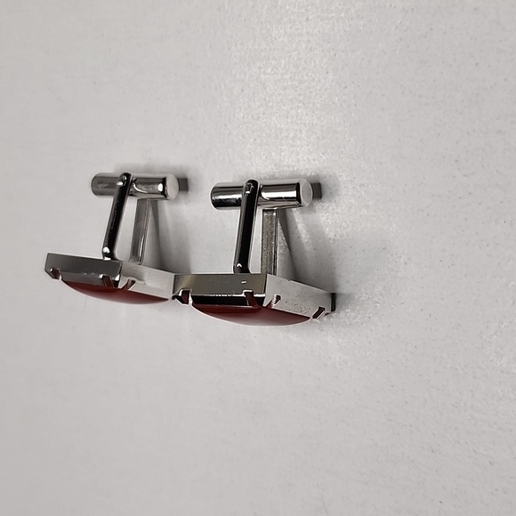 Unbranded Cufflinks set with orange Square  🟧 stone - Picture 4 of 8